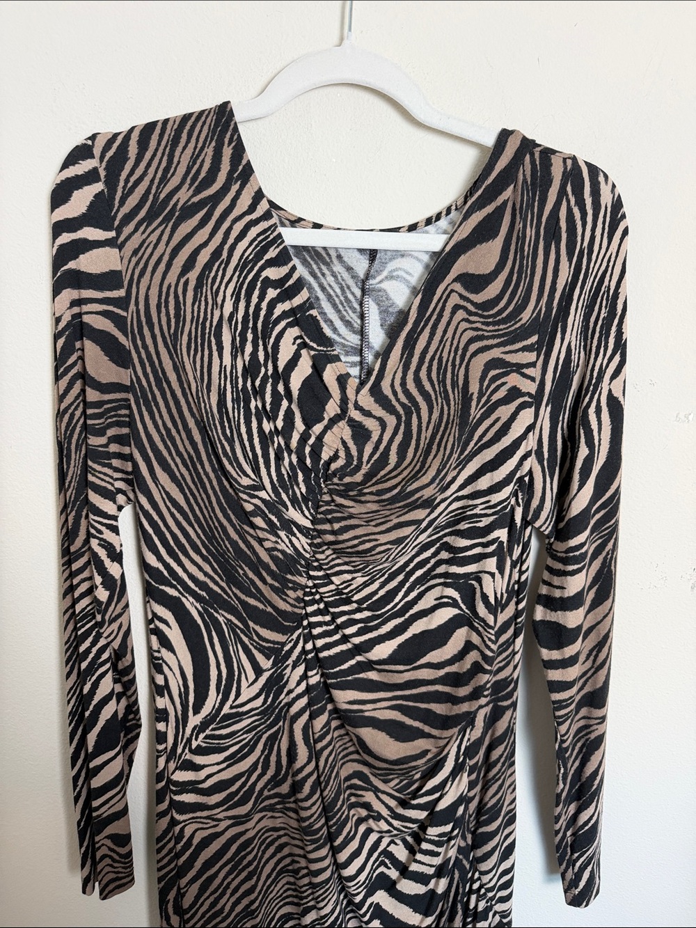 Lafayette 148 Zebra Print Long Sleeve Body-con Midi Dress Medium Party Evening - Picture 4 of 9